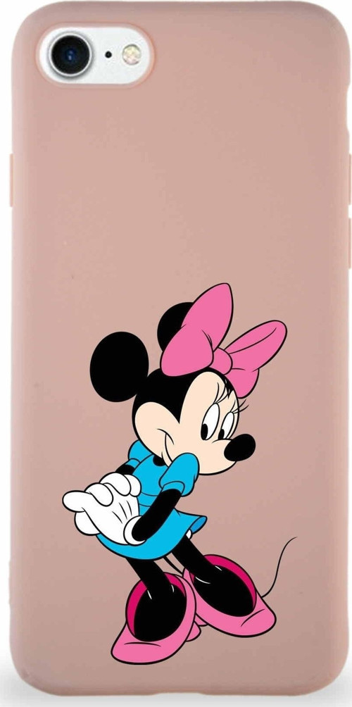 Iphone 8 Uyumlu Soft Premier Kapak Minnie Mouse-F Tasarımlı Silikon Kılıf - Pudra