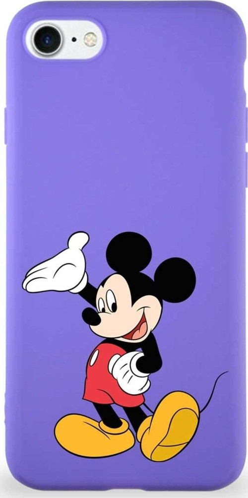 Iphone Se 2022 Soft Premier Kapak Mickey Mouse-C Tasarımlı Silikon Kılıf - Mor Uyumlu