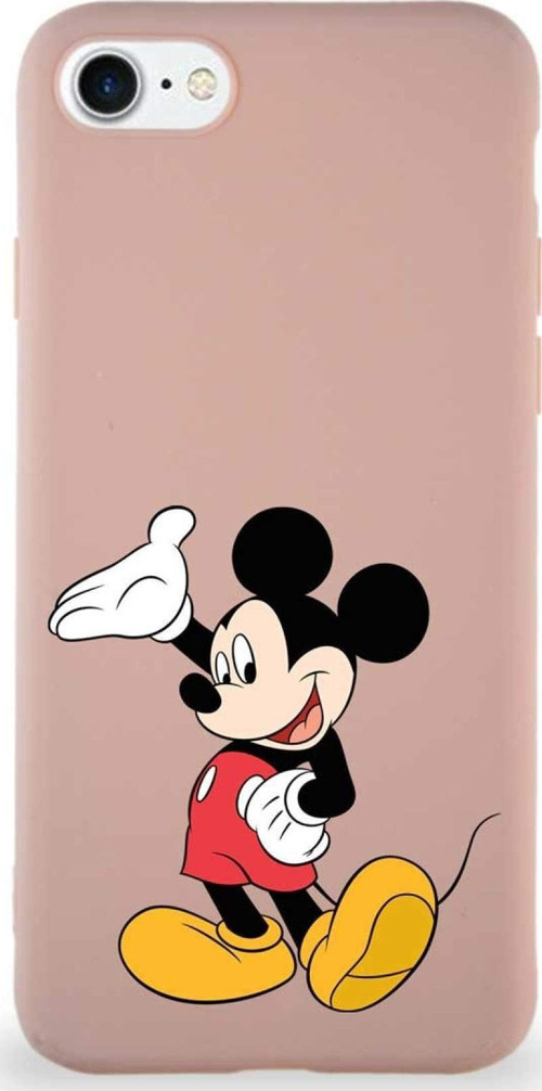 Iphone Se 2022 Soft Premier Kapak Mickey Mouse-C Tasarımlı Silikon Kılıf - Pudra Uyumlu