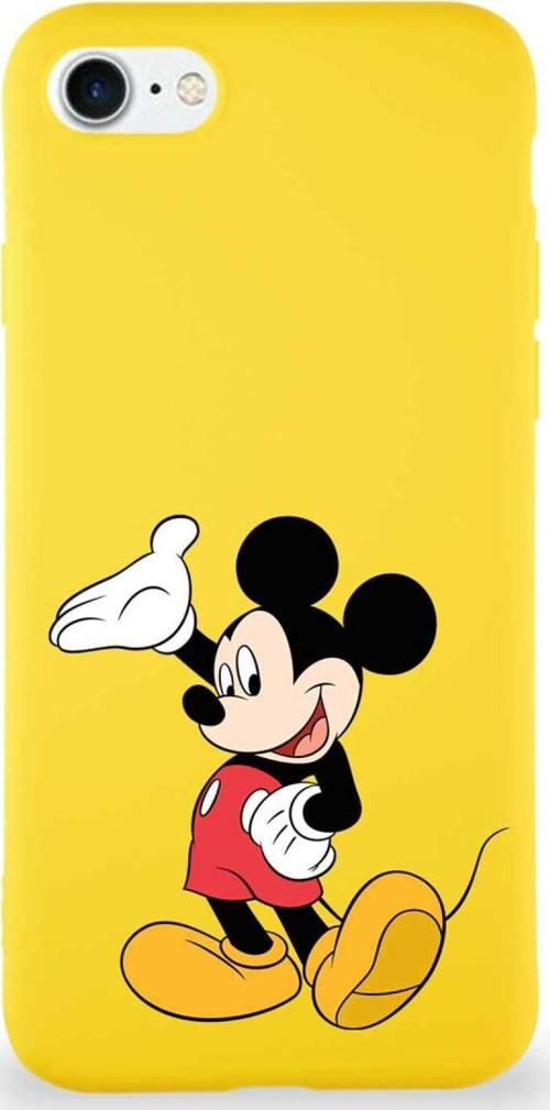 Iphone Se 2022 Uyumlu Soft Premier Kapak Mickey Mouse-C Tasarımlı Silikon Kılıf - Sarı