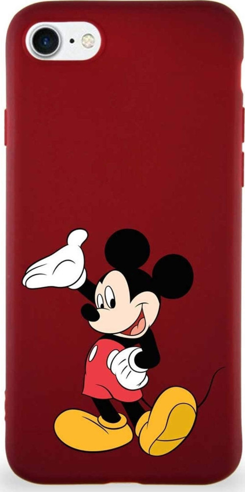 Iphone Se 2022 Uyumlu Soft Premier Kapak Mickey Mouse-C Tasarımlı Silikon Kılıf - Mürdüm