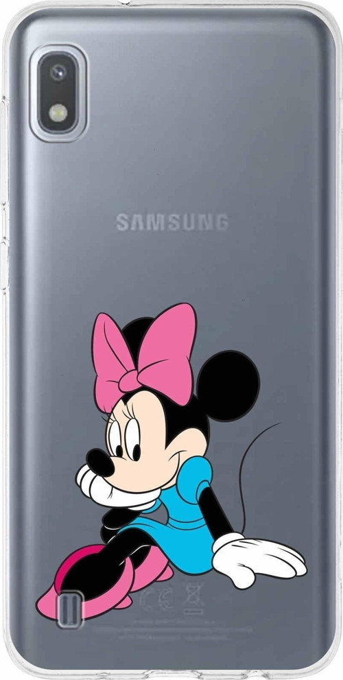 Samsung Galaxy A10 Kapak Minnie Mouse Tasarımlı Şeffaf Silikon Kılıf