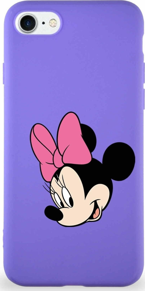 Iphone Se 2022 Uyumlu Soft Premier Kapak Minnie Mouse-B Tasarımlı Silikon Kılıf - Mor