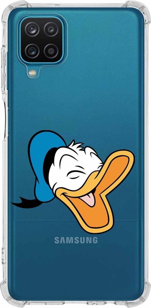 Samsung Galaxy A12 Köşe Korumalı Antişok Kapak Donald Duck Tasarımlı Şeffaf Kılıf