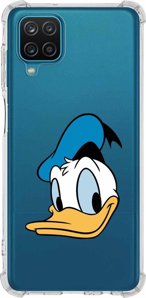 Samsung Galaxy A12 Köşe Korumalı Antişok Kapak Donald Duck Tasarımlı Şeffaf Kılıf