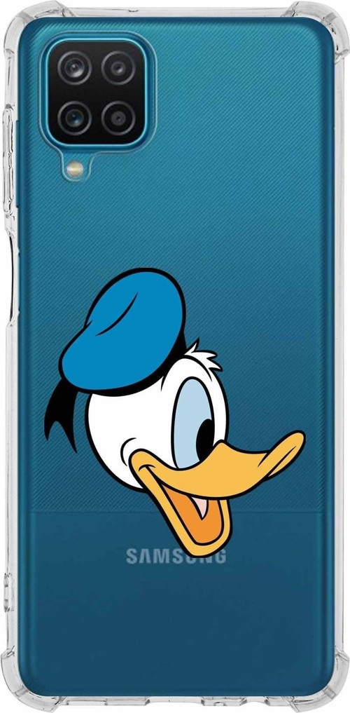 Samsung Galaxy A12 Köşe Korumalı Antişok Kapak Donald Duck Tasarımlı Şeffaf Kılıf