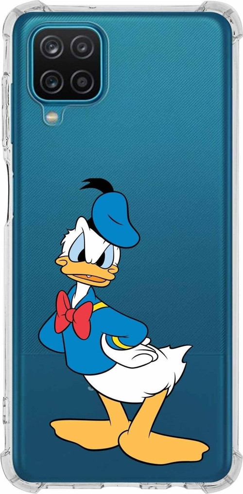 Samsung Galaxy A12 Köşe Korumalı Antişok Kapak Donald Duck Tasarımlı Şeffaf Kılıf