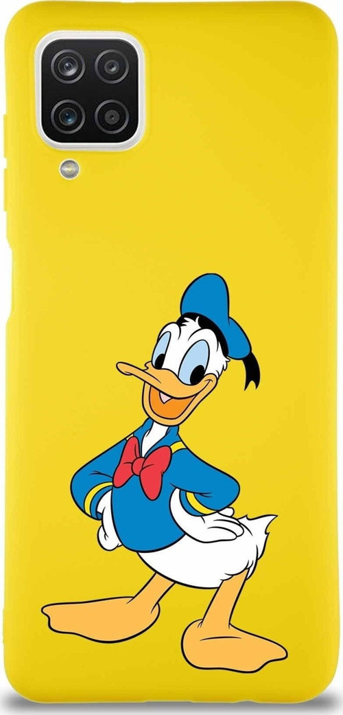 Samsung Galaxy A12 Soft Premier Kapak Donald Duck-C Tasarımlı Silikon Kılıf - Sarı