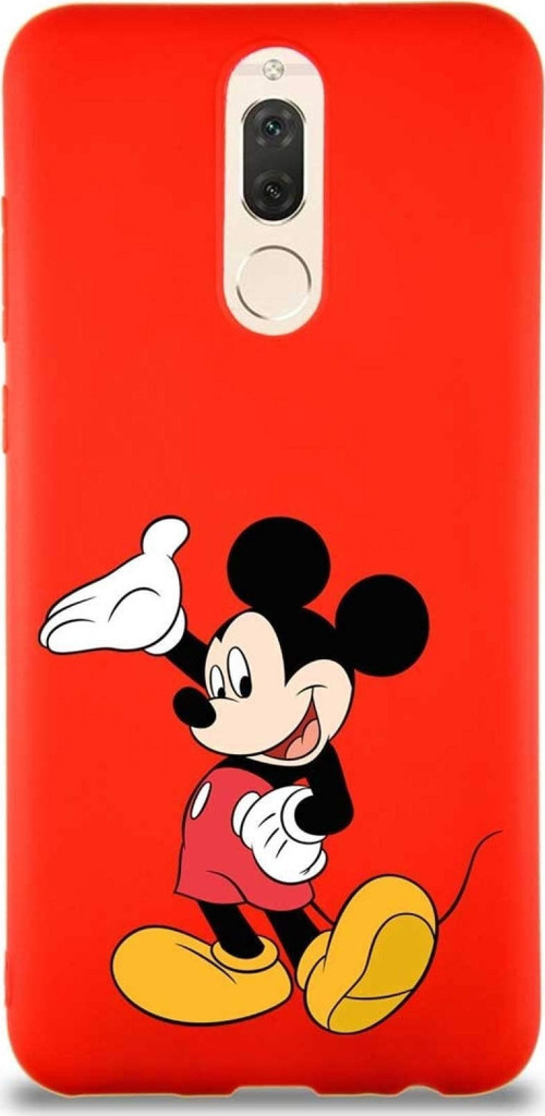 Huawei Mate 10 Lite Soft Premier Kapak Mickey Mouse-C Tasarımlı Silikon Kılıf - Kırmızı
