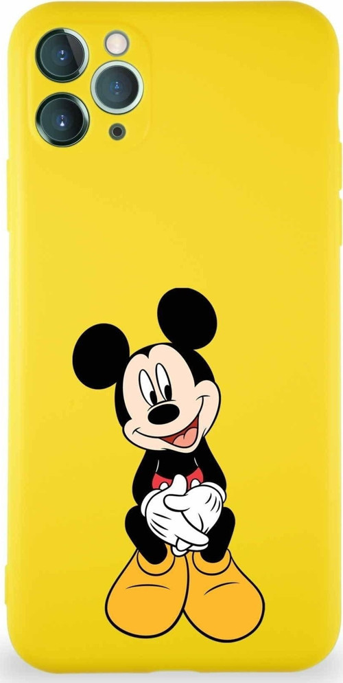 Iphone 11 Pro Max Soft Premier Uyumlu Mickey Mouse-A Tasarımlı Silikon Kılıf - Sarı