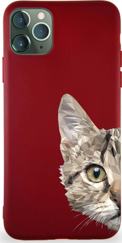 Iphone 11 Pro Max Uyumlu Soft Premier Kapak Catface Tasarımlı Silikon Kılıf - Mürdüm