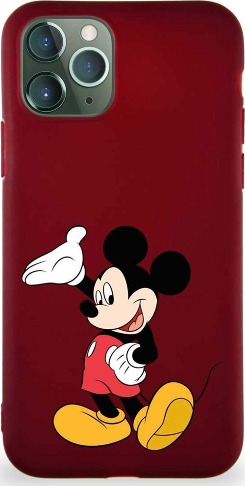 İphone 11 Uyumlu Pro Soft Premier Kapak Mickey Mouse-C Tasarımlı Silikon Kılıf - Mürdüm