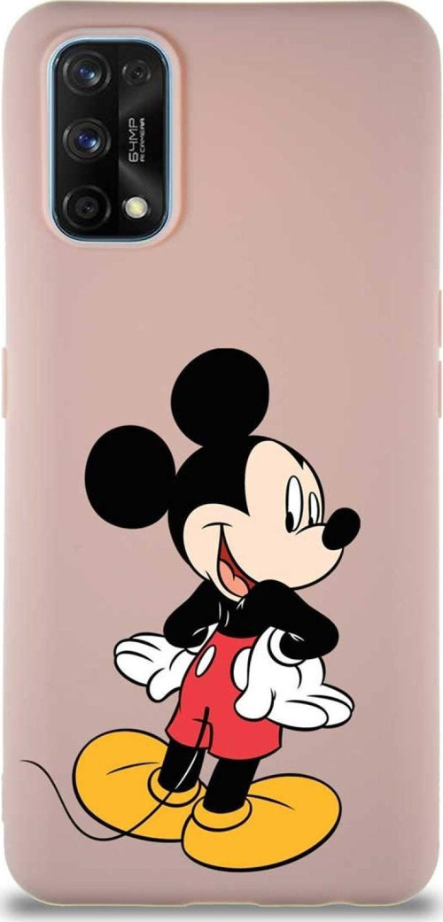 Realme 7 Pro Soft Premier Kapak Mickey Mouse-D Tasarımlı Silikon Kılıf - Pudra