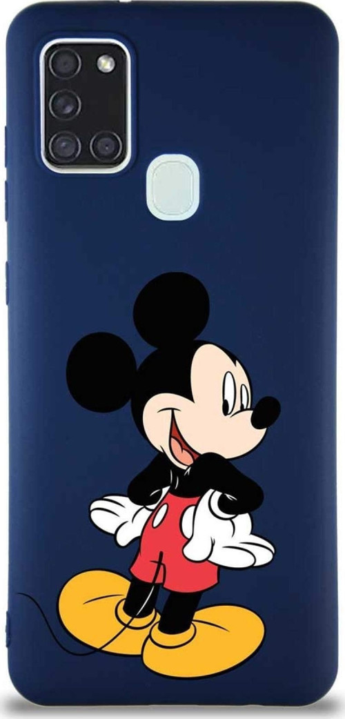 Samsung Galaxy A21S Soft Premier Kapak Mickey Mouse-D Tasarımlı Silikon Kılıf - Lacivert