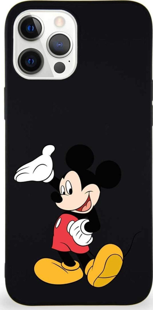 Iphone 12 Pro Max Uyumlu Soft Premier Kapak Mickey Mouse-C Tasarımlı Silikon Kılıf - Siyah
