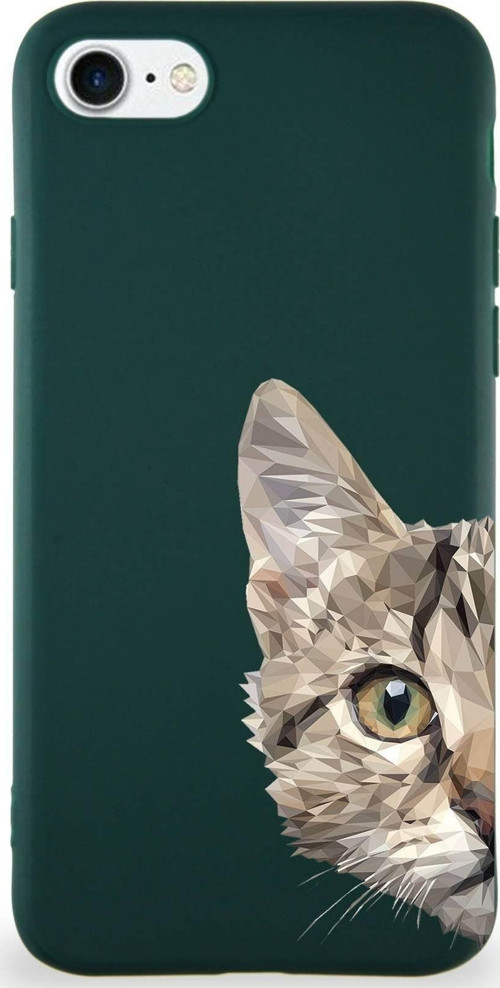Iphone 7 Uyumlu Soft Premier Kapak Catface Tasarımlı Silikon Kılıf - Yeşil