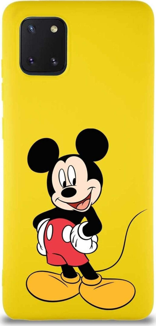 Samsung Galaxy A81 Soft Premier Kapak Mickey Mouse-E Tasarımlı Silikon Kılıf - Sarı
