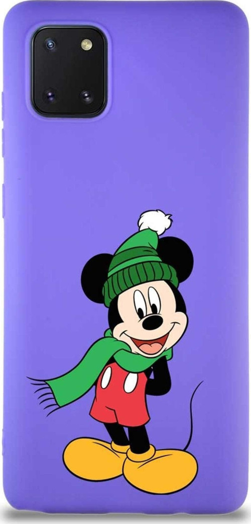 Samsung Galaxy A81 Soft Premier Kapak Mickey Mouse-G Tasarımlı Silikon Kılıf - Mor