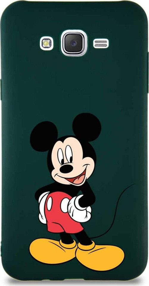 Samsung Galaxy J7 Core Soft Premier Kapak Mickey Mouse-E Tasarımlı Silikon Kılıf - Yeşil