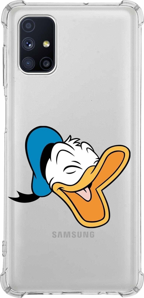 Samsung Galaxy M51 Köşe Korumalı Antişok Kapak Donald Duck Tasarımlı Şeffaf Kılıf