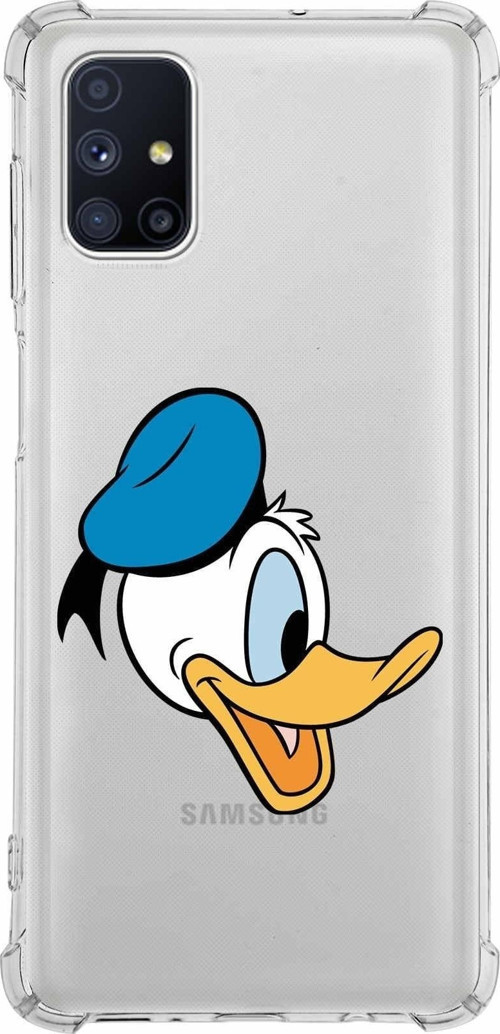 Samsung Galaxy M51 Köşe Korumalı Antişok Kapak Donald Duck Tasarımlı Şeffaf Kılıf