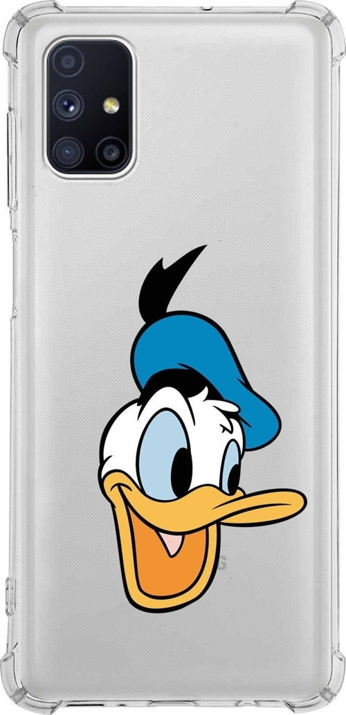 Samsung Galaxy M51 Köşe Korumalı Antişok Kapak Donald Duck Tasarımlı Şeffaf Kılıf