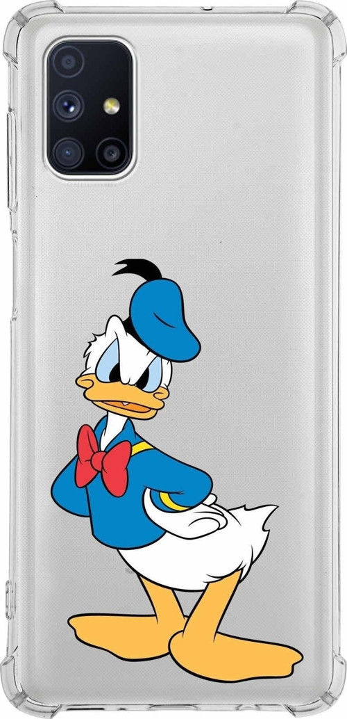 Samsung Galaxy M51 Köşe Korumalı Antişok Kapak Donald Duck Tasarımlı Şeffaf Kılıf