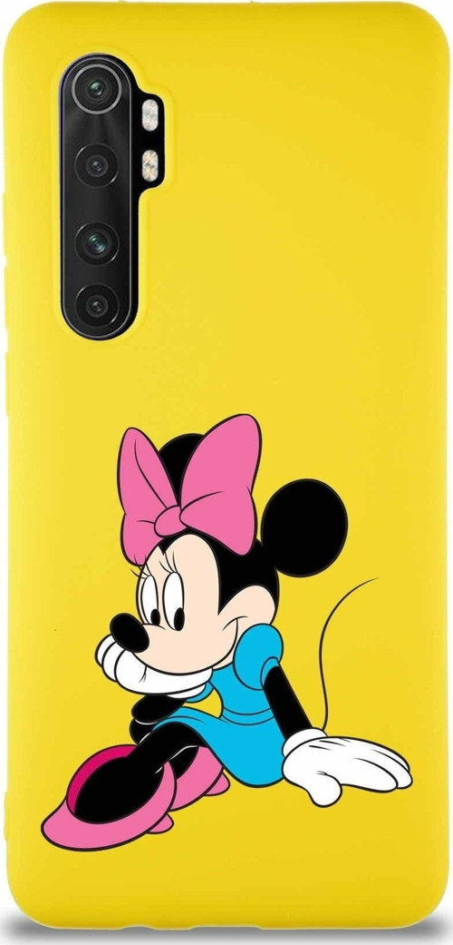 Xiaomi Mi Note 10 Lite Soft Premier Kapak Minnie Mouse-E Tasarımlı Silikon Kılıf - Sarı