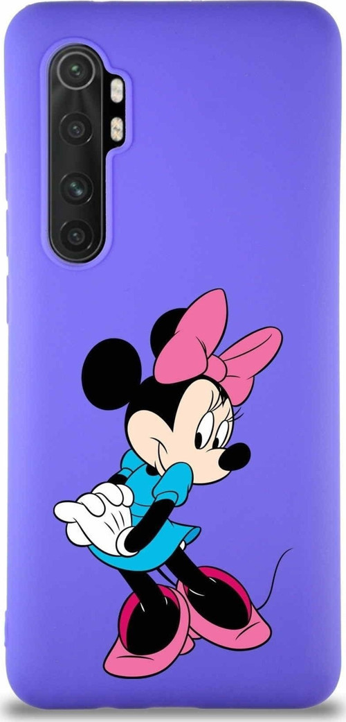 Xiaomi Mi Note 10 Lite Soft Premier Kapak Minnie Mouse-F Tasarımlı Silikon Kılıf - Mor