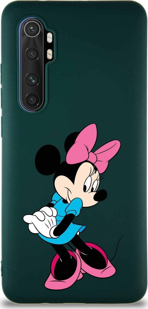 Xiaomi Mi Note 10 Lite Soft Premier Kapak Minnie Mouse-F Tasarımlı Silikon Kılıf - Yeşil