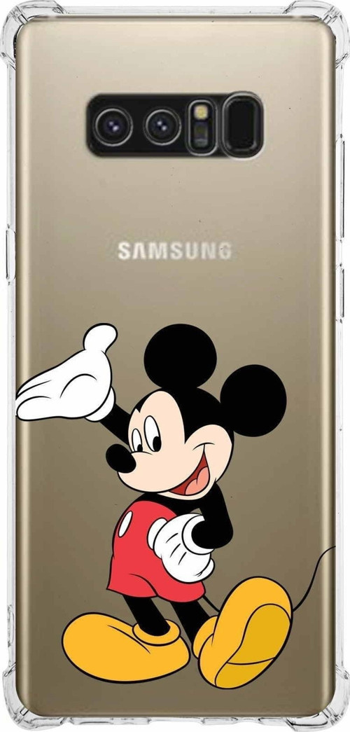 Samsung Galaxy Note8 Köşe Korumalı Antişok Kapak Mickey Mouse Tasarımlı Şeffaf Kılıf