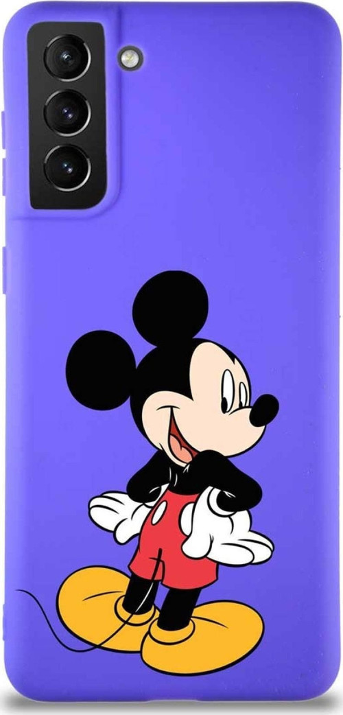 Samsung Galaxy S21 Plus Soft Premier Kapak Mickey Mouse-D Tasarımlı Silikon Kılıf - Mor