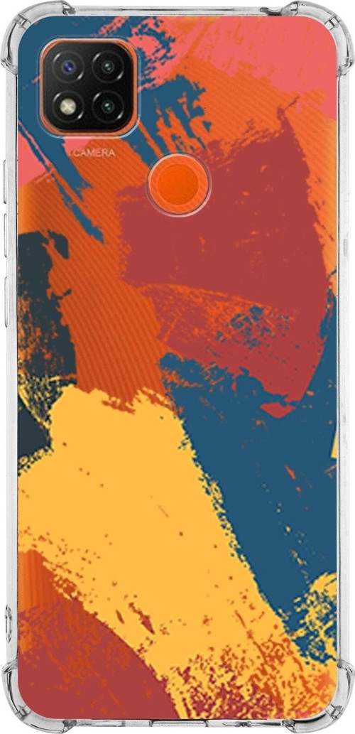 Xiaomi Redmi 10A Köşe Korumalı Antişok Kapak Brushstroke Tasarımlı Şeffaf Silikon Kılıf