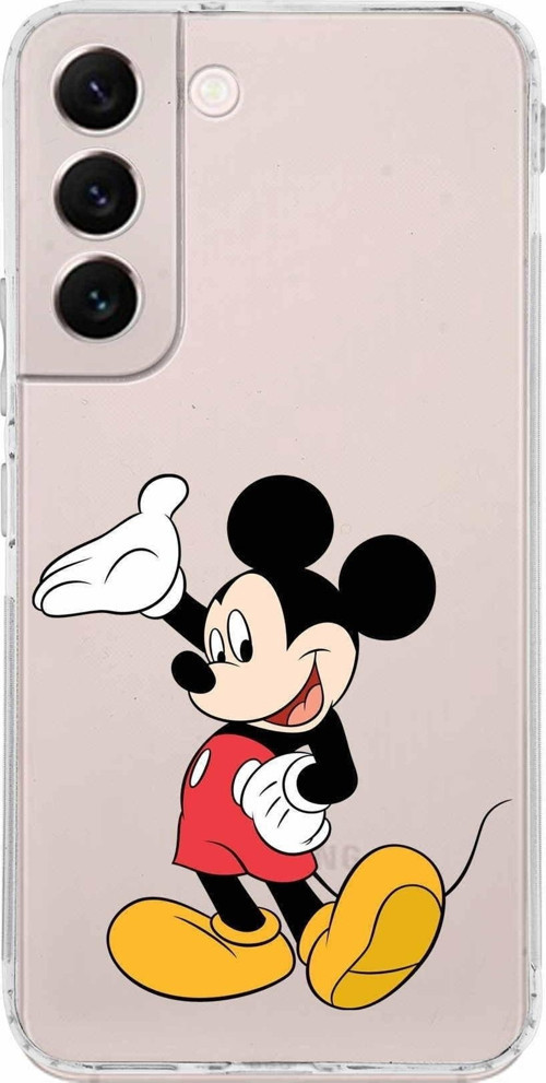 Samsung Galaxy S22 Kamera Korumalı Kapak Mickey Mouse Tasarımlı Şeffaf Kılıf