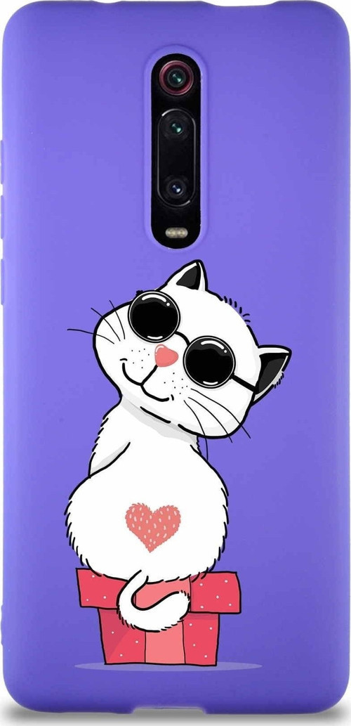 Xiaomi Redmi K20 Soft Premier Kapak Coolcat Tasarımlı Silikon Kılıf - Mor