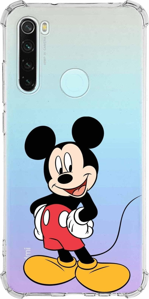 Xiaomi Redmi Note 8 Köşe Korumalı Antişok Kapak Mickey Mouse Tasarımlı Şeffaf Kılıf