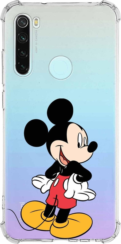 Xiaomi Redmi Note 8 Köşe Korumalı Antişok Kapak Mickey Mouse Tasarımlı Şeffaf Kılıf