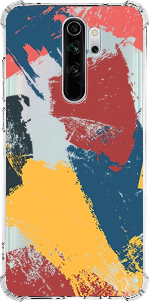 Xiaomi Redmi Note 8 Pro Köşe Korumalı Antişok Kapak Brushstroke Tasarımlı Şeffaf Silikon Kılıf