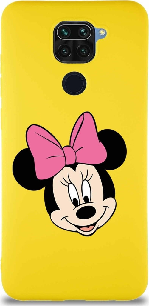 Xiaomi Redmi Note 9 Soft Premier Kapak Minnie Mouse-C Tasarımlı Silikon Kılıf - Sarı
