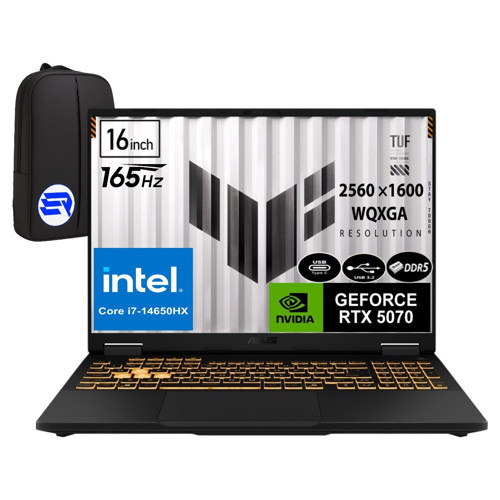 Tuf Gamıng F16 FX608JPR-QT069 Intel Core I7-14650HX 32GB Ram 1tb SSD RTX5070 16" 165Hz Wqxga WIN11 Pro + Elektropas