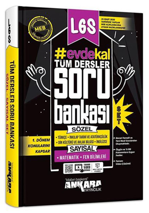 Ankara Yayınları 8. Sınıf Lgs Evde Kal Sayısal Sözel Soru Bankası (Set) 2020 Klp