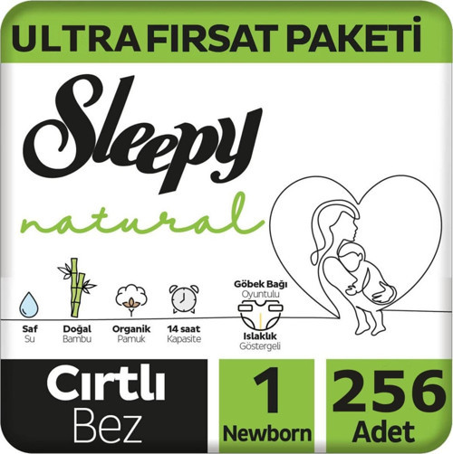 Natural Bebek Bezi Ultra Avantaj Paketi 1 Numara Yenidoğan 2-5 Kg 256 Adet