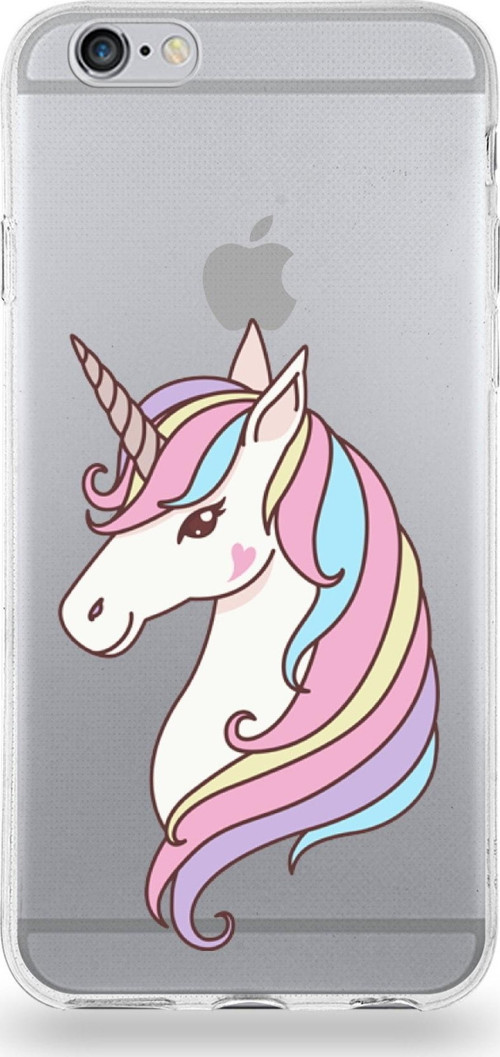 Apple Iphone 6 Plus Uyumlu Kapak Unicorn Tasarımlı Şeffaf Silikon Kılıf