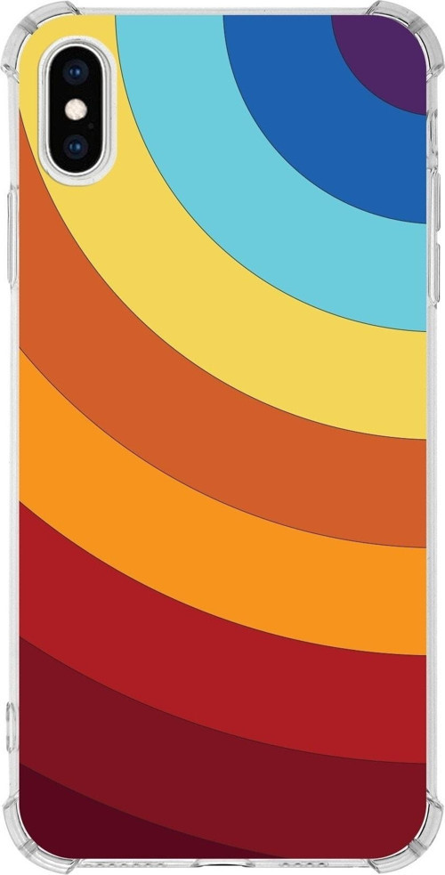 Apple Iphone X Uyumlu Köşe Korumalı Antişok Kapak Renk Cümbüşü Tasarımlı Şeffaf Silikon Kılıf