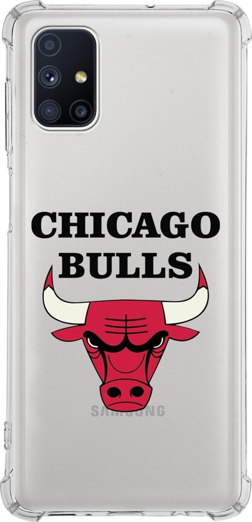 Galaxy M51 Köşe Korumalı Antişok Kapak Chicago Bulls Tasarımlı Şeffaf Silikon Kılıf Uyumlu