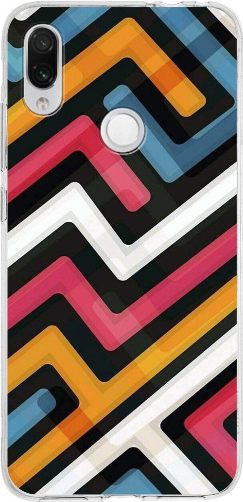 Xiaomi Redmi Note 7 Uyumlu Kapak Labirent Grafiti Tasarımlı Şeffaf Silikon Kılıf