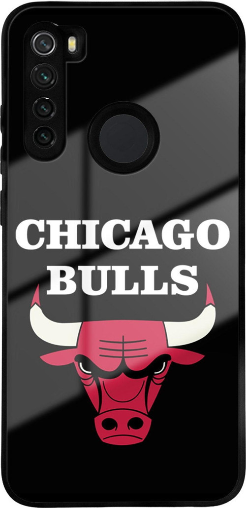 Xiaomi Redmi Note 8 İle Uyumlu Silikon Arkası Cam Kapak Chicago Tasarımlı Cam Kılıf