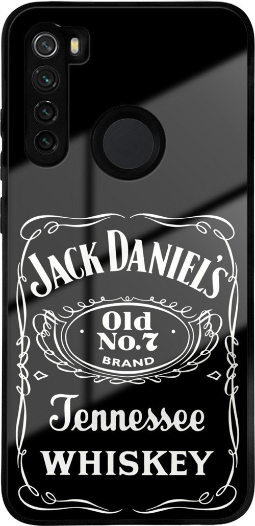 Xiaomi Redmi Note 8 İle Uyumlu Silikon Arkası Cam Kapak Whiskey Tasarımlı Cam Kılıf