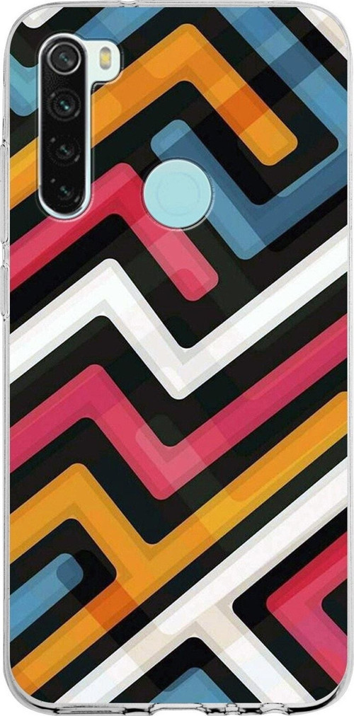 Xiaomi Redmi Note 8 Uyumlu Kapak Labirent Grafiti Tasarımlı Şeffaf Silikon Kılıf
