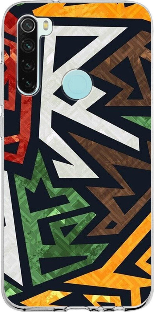 Xiaomi Redmi Note 8 Uyumlu Kapak Soyut Grafiti Tasarımlı Şeffaf Silikon Kılıf